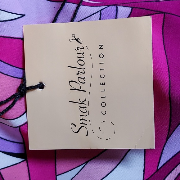 Smak Parlour NWT Multicolored Retro Mod Psychedelic Ruffle Mini Dress Size L - Picture 9 of 10